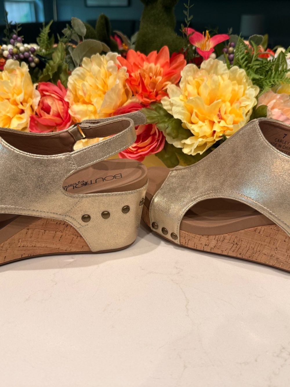 Corkys Gold Metallic Open-Toe Slingback Sandals - Picture 3 of 5